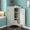 Bathroom Storage Cabinet With Adjustable Shelves, 31 Inch High Corner Cabinet With Triangle Design-Cuddlewood - 2 of 4