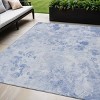 Sky Blue And Denim Blue Floral Washable Indoor Outdoor Area Rug - 2 of 4