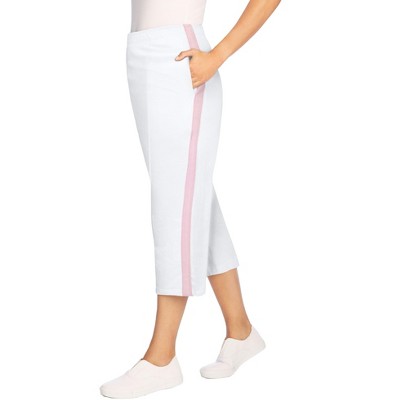 Woman Within Plus Size Petite Side-Stripe Cotton French Terry Capri