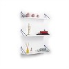 Mounted Rustic Decorative Hanging Metal Bracket Triple Shelves for Books, White Blue - 3 of 4