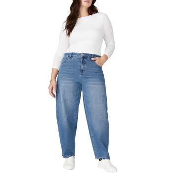 ELOQUII Women's Plus Size The Barrel Jean
