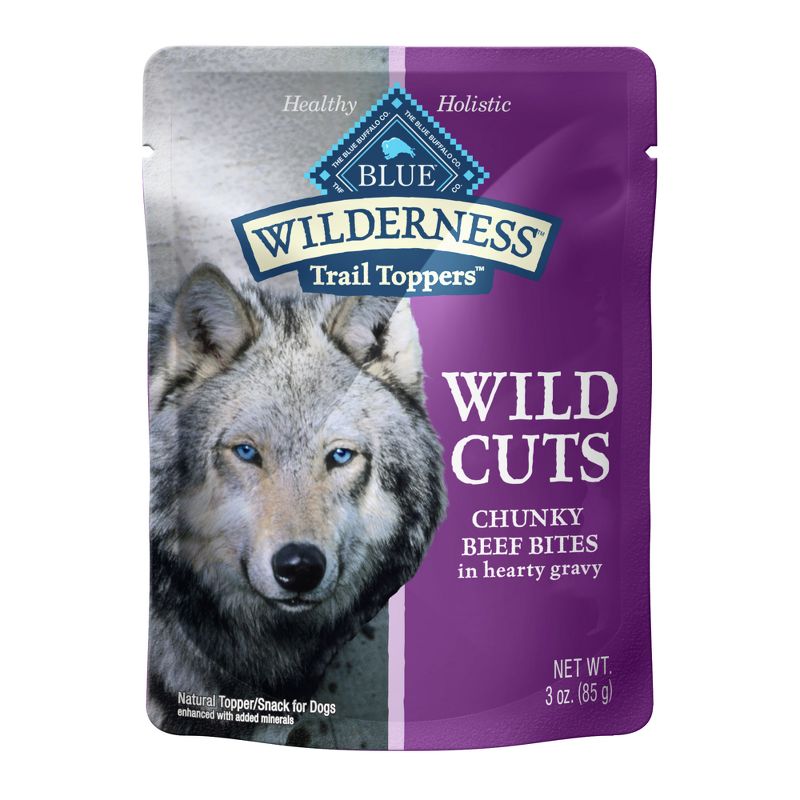 Blue Buffalo Wilderness Trail Toppers Wild Cuts High Protein Natural Wet Dog Food Chunky Beef Bites in Hearty Gravy - 3oz, 1 of 10