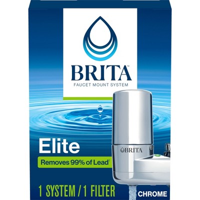 Brita Complete Water Faucet Filtration System With Light Indicator - Faucet  - 100 gal Filter Life (Water Capacity) - 1 Each - White, Blue