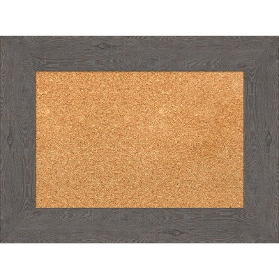 Rustic Plank Grey Framed Natural Cork Bulletin Board, 23" x 17"