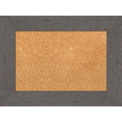 Amanti Art Natural Cork Board Framed Rustic Plank Grey Bulletin Board ...