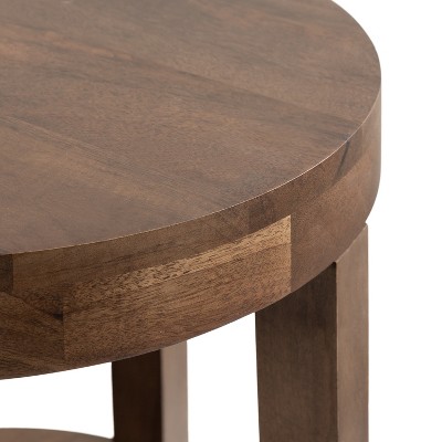 Talcott Round Walnut Brown Solid Mango Wood Side Table
