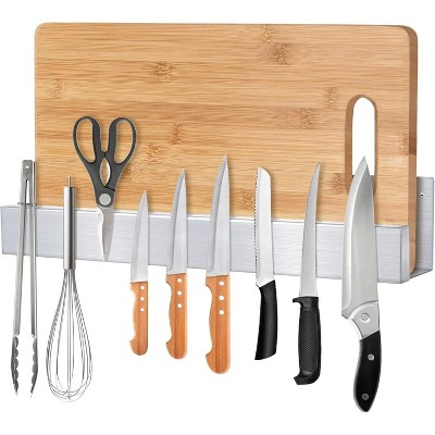 LunaLulinlk 16 Inch Magnetic Knife Holder for Wall,Space-Saving Magnetic Knife Strips with Cutting Board Holder for Fridge