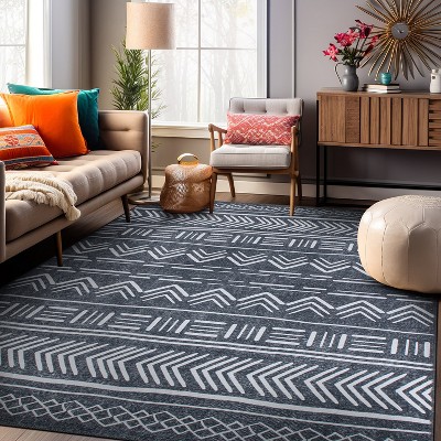 Gray Geometric Flat Woven Synthetic 10' x 14' Area Rug