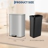 Commercial Stainless Steel Trash Can with Soft-Close Lid & Foot Pedal, Fingerprint-Proof Kitchen Waste Bin for Home, Office, Restaurant - 2 of 4