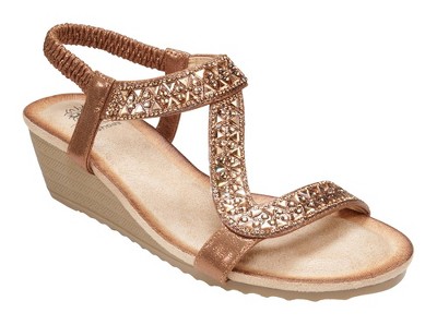 GC Shoes Dua Embellished Slingback Wedge Sandals