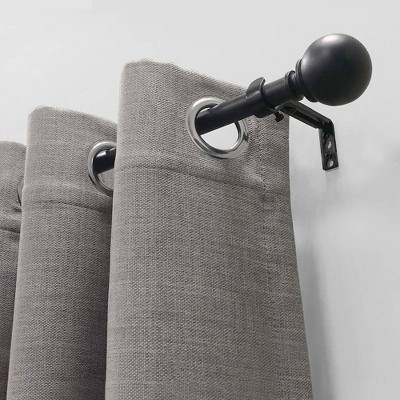 Matte Black 66"-120" Drapery Rod with Sphere Finials