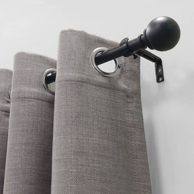 Decorative Drapery Curtain Rod with Sphere Finials Matte Black - Lumi Home Furnishings, 3 of 7