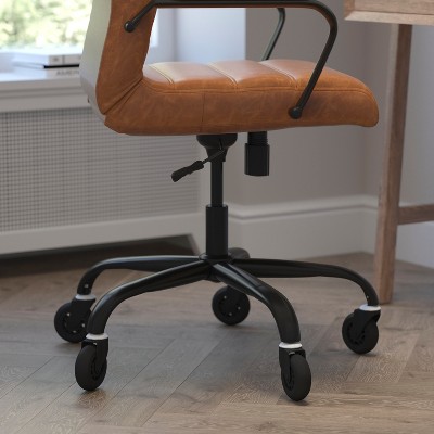 Whitney High-Back Brown LeatherSoft Executive Swivel Chair with Black Metal Frame