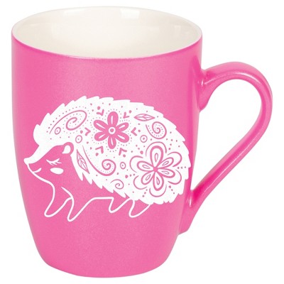 Elanze Designs 10 Ounce Metallic Finish New Bone China Tea Coffee Cup Mug� Princess Pink Woodland Floral Hedgehog