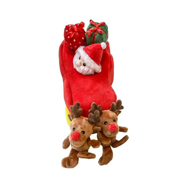 Midlee Santa Sleigh Find a Toy Christmas Dog Toy- Plush Burrow Interactive Hide & Seek Pet Holiday Toy, 2 of 9