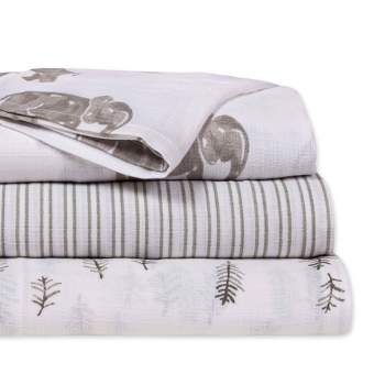 Burt's Bees Baby® Woven Organic Cotton Muslin Blankets - Wandering Elephants Gray - 3pk