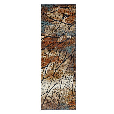 Modern Abstract Distressed Cracks Indoor Runner or Area Rug by Blue Nile Mills