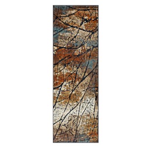 Modern Abstract Distressed Cracks Indoor Runner or Area Rug by Blue Nile Mills - 1 of 4