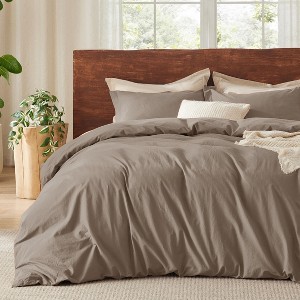 100% Washed Cotton Duvet Cover Minimalist Cotton Duvet Cover for All Seasons GentleSoft™ Plain Simple Bedding Set - 1 of 4