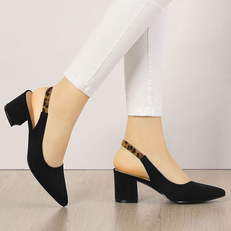 Allegra K Women's Pointed Toe Block Heel Slingback Heels, 2 of 8