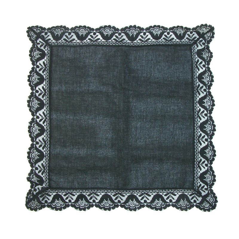 CTM Women's Twilight Beauty Black Lace Handkerchief, 2 of 3