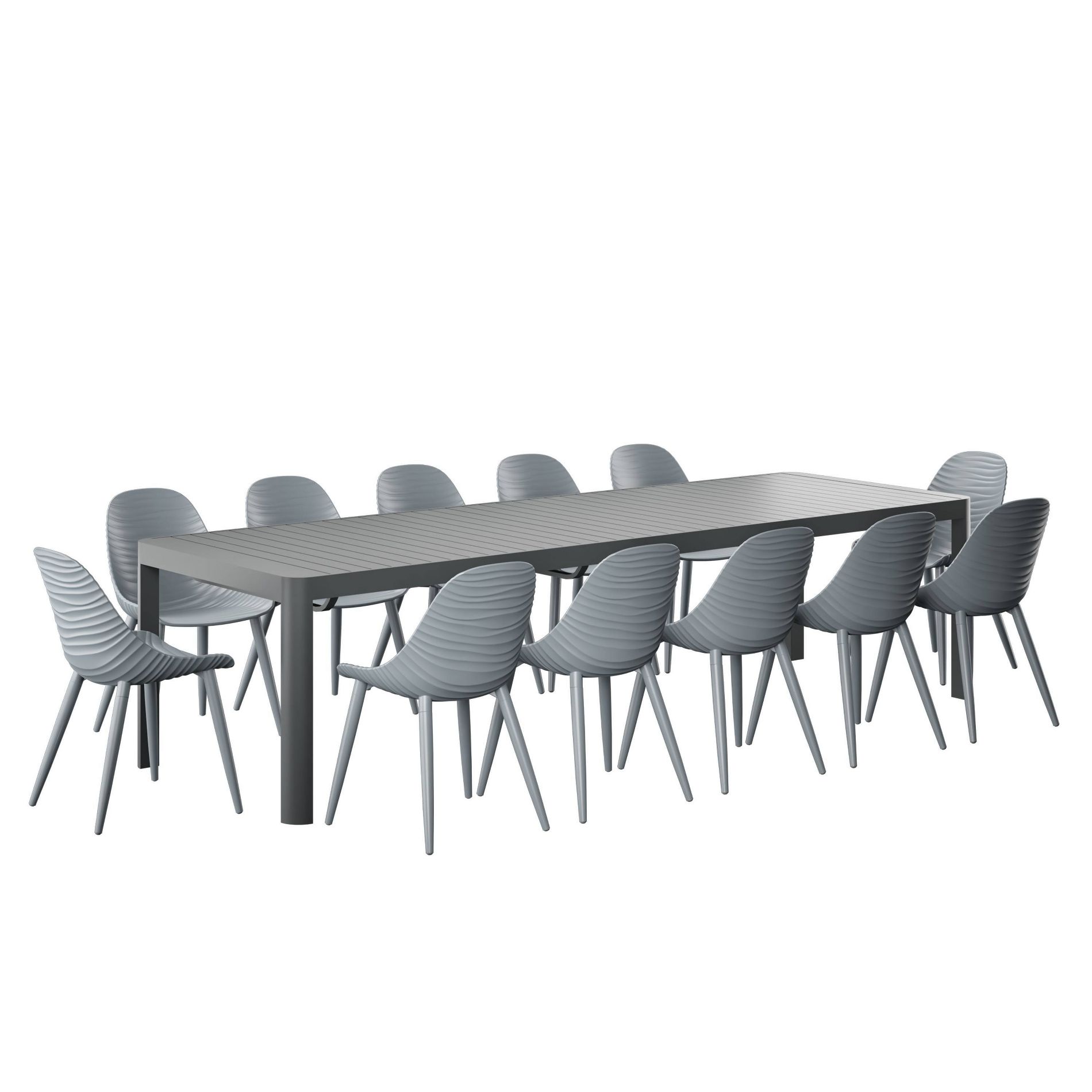 Amazonia Copa 13pc Aluminum Rectangular Extendable Patio Dining Set Gray