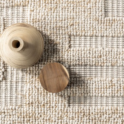 Ivory Abstract High-Low Wool 5' x 8' Area Rug