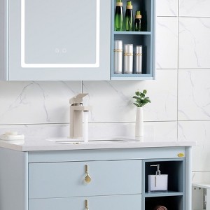 Kumasinova Bathroom Faucet,Single Hole Solid Brass Polished Bathroom Sink Faucet,Single Handle Square Bathroom Faucet with Pop-up Drain - 1 of 4