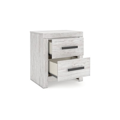 Whitewash Transitional 2-Drawer Nightstand