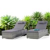 Mshliw Outdoor Chaise Lounge Chair Set of 2 with Adjustable Backrest and Cushions for Poolside, Garden, Patio, Beach - Gray Rattan with Red Cushions - 2 of 4