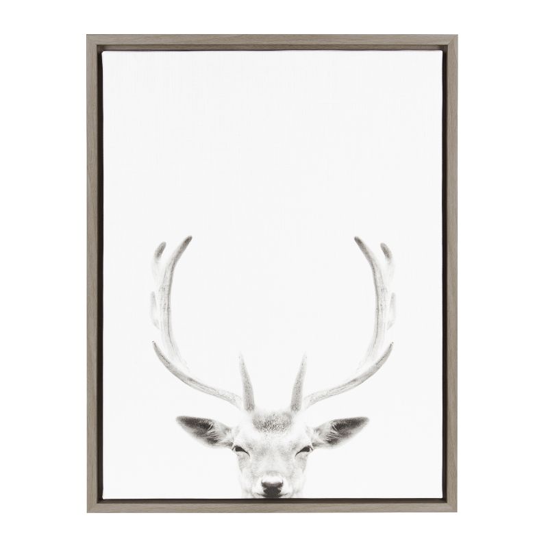 24" x 18" Sylvie Deer with Antlers And Portrait By Simon Te Tai Framed Wall Canvas - Kate & Laurel, 1 of 7