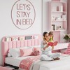 Bed Frame with 2 Flexible Drawers and Bookcase Headboard, Upholstered Platform Bed for Boys/Girls - 4 of 4