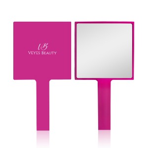 VEYES Handheld Makeup Eyelash Mirror Single-Sided with Handle for Salon Barber Grooming Vanity Travel 4.53" x 8.62" Magenta - 1 of 4