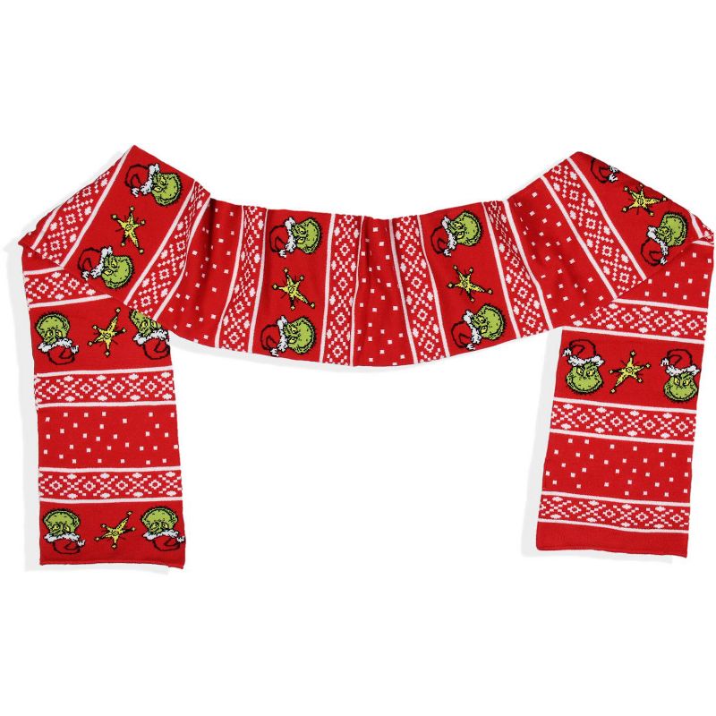 Dr. Seuss How The Grinch Stole Christmas Knit Scarf Red, 4 of 5