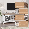 GustoWave 66'' Large TV Stand, Entertainment Center with Sliding Barn Doors& Open Storage, TV Media Console Table with Storage Shelves, White & Brown - 4 of 4