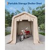 Heavy-Duty Outdoor Portable Storage Shed with 2 Roll-Up Doors & Vents, Waterproof UV-Resistant PE Tarp, Ideal Shelter for Motorcycles and Garden Tools - 2 of 4