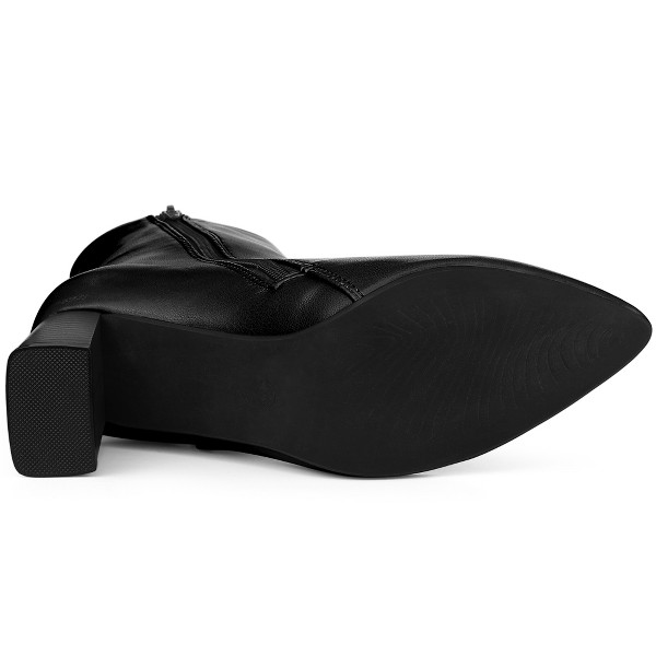 Botines de tacón grueso con cremallera lateral y punta afilada para mujer de Allegra K 6