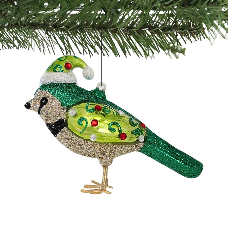 Kat + Annie 3.25 In Glittered Holiday Bird Gems Santa Hat Tree Ornaments, 2 of 4