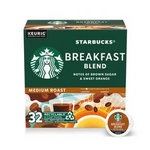 Starbucks Breakfast Blend Medium Roast Keurig K-Cup Coffee Pods - 32ct - 1 of 4