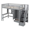 TIRAMISUBEST Twin/Full Size Loft Bed with Buli-in Desk, Wardrobe and Bookshelf, Solid Wood Loft Bedframe with Storage Staircase and Shelves - 4 of 4