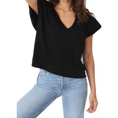 Women's V-neck Crop Boxy Top - bobi