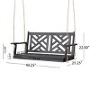 Modern Twin Size Porch Swing Bed with Slatted Seat and Back, Natural Wood Hanging Daybed for Patio, Garden or Backyard-Maison Boucle - 4 of 4