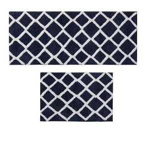 MAYEERTY Classical Diamond Check Pattern Tufted Bath Rug for Btahroom - 1 of 4