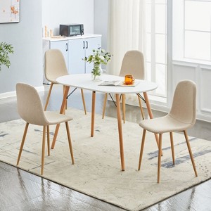 FurnitureR Dining Chairs Set of 4, Fabric Armless Dining Room Seating, Side Chair with Metal Legs for Kitchen Living Room Bedroom, Light Beige - 1 of 4