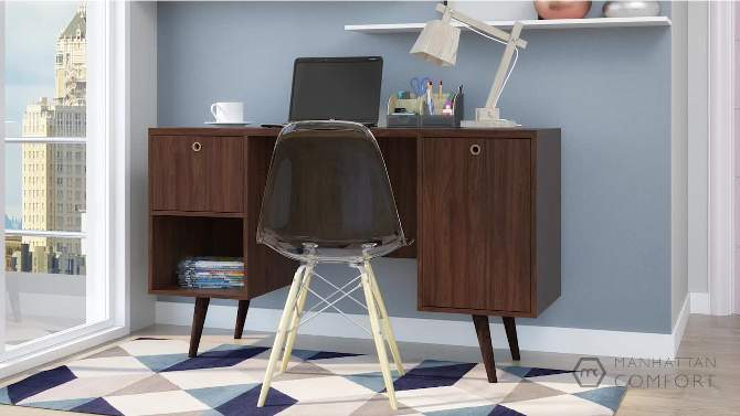 Edgar 1 Drawer Mid Century Office Desk - Manhattan Comfort, 2 of 9, play video