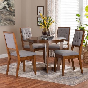 Baxton Studio Kala Modern Grey and Walnut Brown Wood 5-Piece Dining Set - 1 of 4