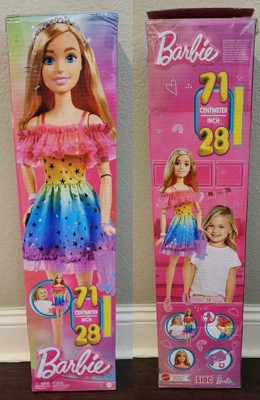 Barbie 28" Large Doll With Blond Hair And Rainbow Dress : Target