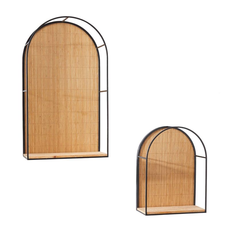 Set of 2 Bamboo Geometric Arched 2 Wall Shelves Brown - Novogratz, 5 of 7