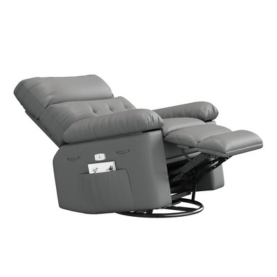 homfan Electric Recliner Chair - PU Leather 360° Swivel Recliner with Heat and Massage, Comfortable Lazy Chair for Living Room, Bedroom, Nursery