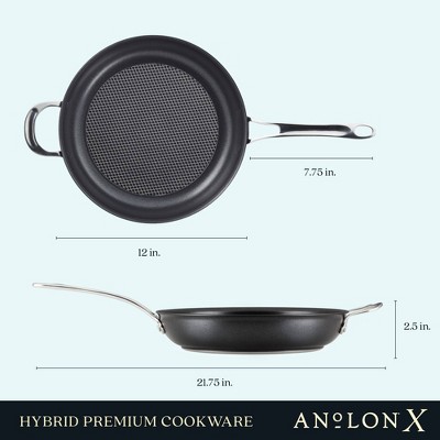 12-Inch Black Stainless Steel Nonstick Fry Pan with Lid